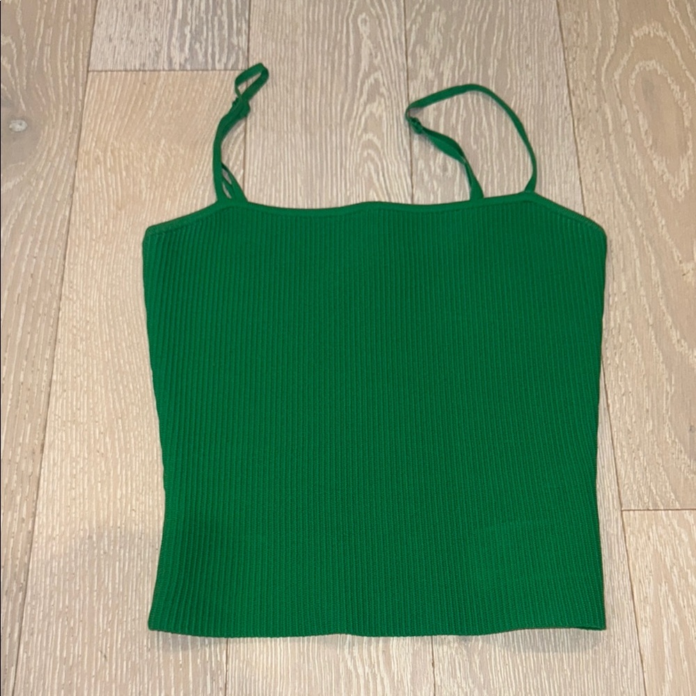 Green Ribbed Women's Top